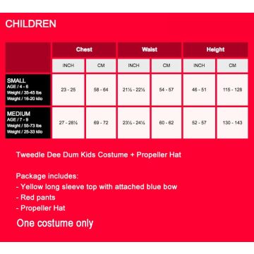 Kids Tweedle Dee Costume - Schoolboy Outfit with Propeller Hat
