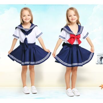 Womens Navy Sailor Costume - Vintage Nautical Uniform with Interchangeable Bows