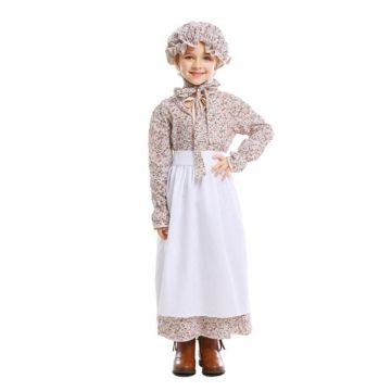 Girls Victorian Maid Costume - Historical Dress with Apron and Bonnet