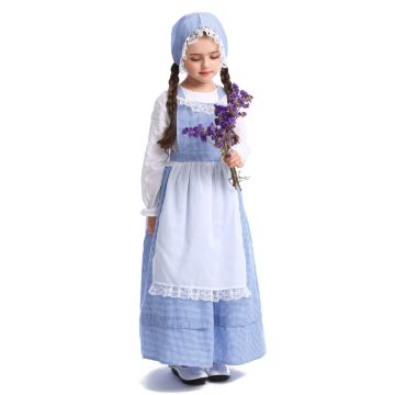 Womens Olden Day Dress Up Costume - Victorian Servant Gingham Dress Set