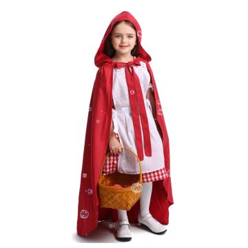 Girls Deluxe Little Red Riding Hood Costume - Fairy Tale Dress with Cape & Apron