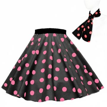 Black With pink dot 1950's Rock n Roll Dot Style skirt 