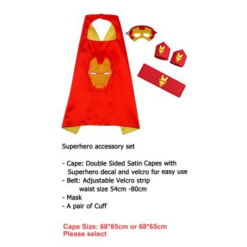 Kids Armored Hero Superhero Cape Set - 4-Piece Red & Gold Costume Accessories