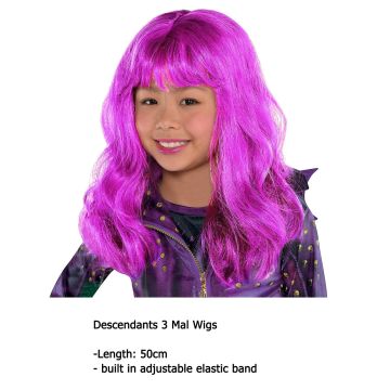 Kids Purple Fantasy Wig with Bangs - Long Wavy Pink-Purple Character Costume Wig