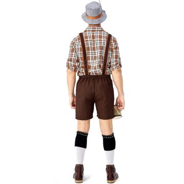 Mens Bavarian Lederhosen Oktoberfest Costume with Hat and Suspenders