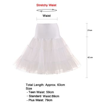 White Petticoat Skirt - 3 Layer Tulle Underskirt for 1950s Vintage Costume