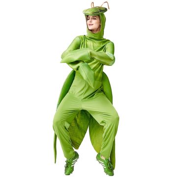 Adult Praying Mantis Costume with Hood and Wing Panels