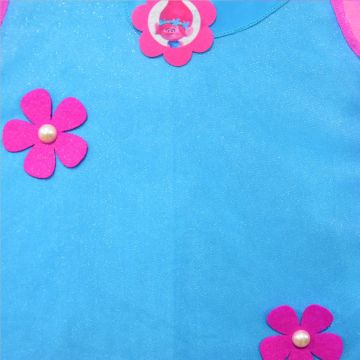 Girls Pink Troll Costume Dress with Floral Appliqués and Mesh Sleeves