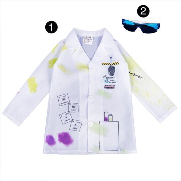 Kids Mad Scientist Costume with Wig and Lab Coat - Chemical Splash Dress Set