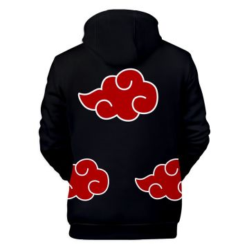 Adult Anime Cloud Hoodie - Black Pullover with Red Cloud Motif
