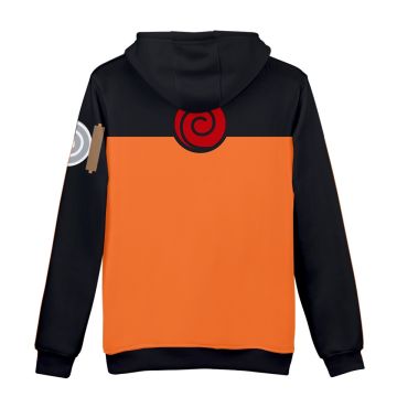 Adult Anime Ninja Hoodie - Orange & Black Spiral Emblem Pullover