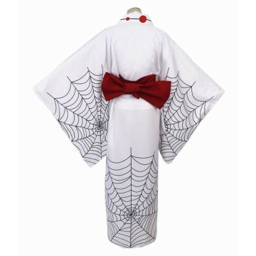 Womens Spider Demon Kimono Costume - White Web Print Anime Cosplay