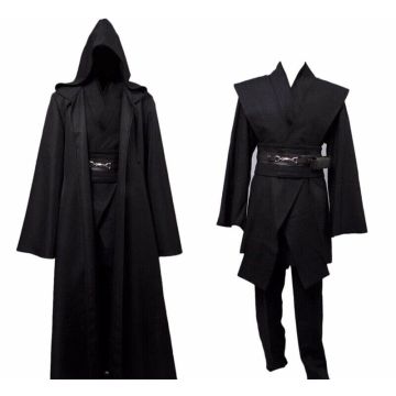 Adult Dark Galaxy Warrior Costume with Hooded Robe and Belt