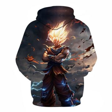 Adult Anime Fighter Saga Hoodie - Super Warrior Power-Up Print