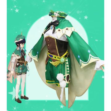 Adult Anime Bard Cosplay Costume - Green Fantasy Musician Outfit