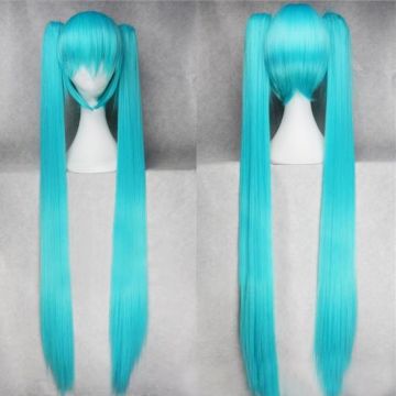 Wig Miku Turquoise Twin-Tail Cosplay Wig with Detachable Ponytails