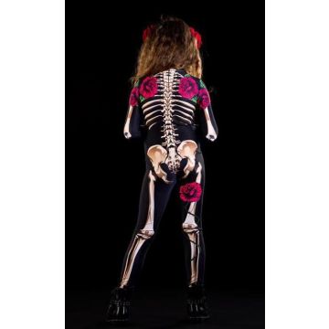 Girls Day of the Dead Skeleton Jumpsuit Costume - Sugar Skull Bodysuit