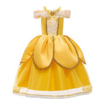 Girls Yellow Princess Ball Gown Costume - Enchanted Fairy Tale Dress