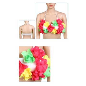 Womens Hawaiian Hula Costume - 6 Piece Grass Skirt & Flower Lei Set