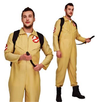 Adult Mens Paranormal Investigator Jumpsuit with Proton Pack Backpack