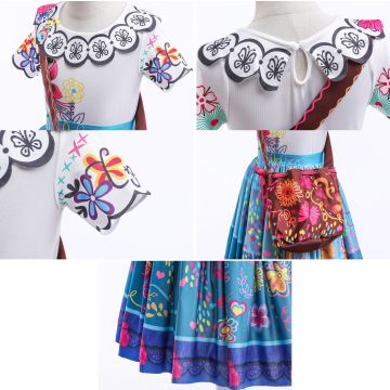 Girls Colombian Girl Costume with Embroidered Dress and Bag