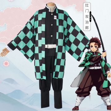 Adult Anime Swordsman Costume - Japanese Checkered Haori Uniform Set - alternate view 4