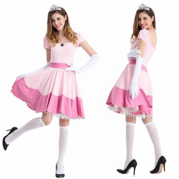 Ladies Princess Peach Super Mario Costume tt3292