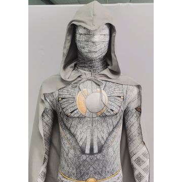 Kids Moon Warrior Costume - Silver Superhero Jumpsuit with Hooded Cape