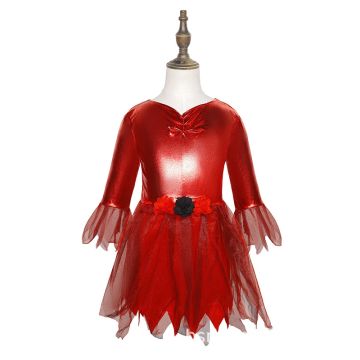 Kids Demon Costume Dress with Horns - Girls Red Devil Outfit