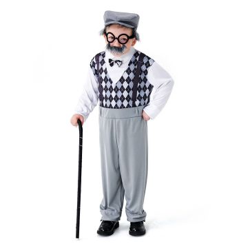 Kids Old man Costume 100 days of school Grey