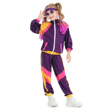 Purple Boys and Girls Unisex 1980s Shell Suit Tracksuit tt3331purple