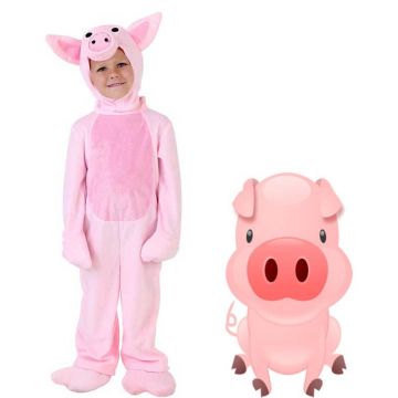 Kids Pink Piglet Jumpsuit Costume Onesie tt3349 