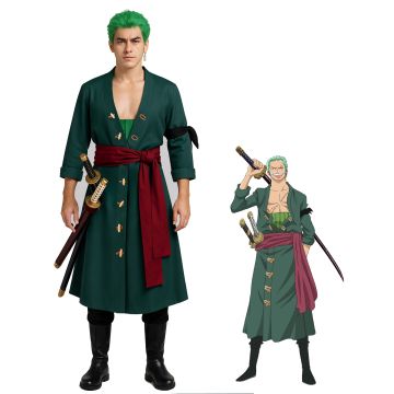 Adult Anime Swordsman Costume - Green Coat Pirate Hunter Outfit