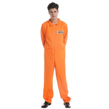 Adult Orange Jumpsuit Costume - Prison Inmate Convict Outfit