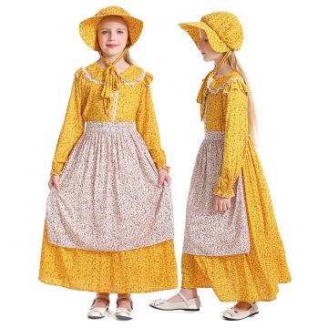 Girls Victorian Prairie Yellow Costume Book Week  tt3389