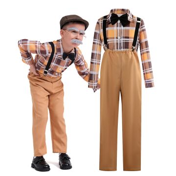 Kids Grandpa Costume Set - 100 Days of School Old Man Outfit with Accessories