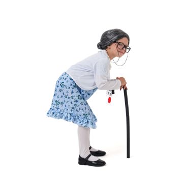 Kids Grandma Costume 100 Days of School - Old Lady Dress Up Set with Wig