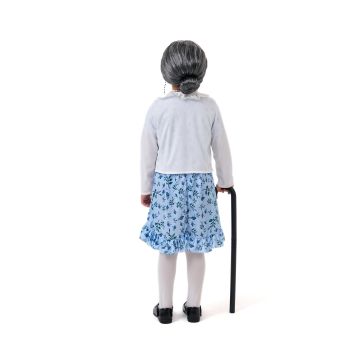 Kids Grandma Costume 100 Days of School - Old Lady Dress Up Set with Wig