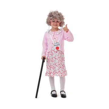 Kids Grandma 100 Days of School Costume - 8-Piece Elderly Lady Dress-Up Set
