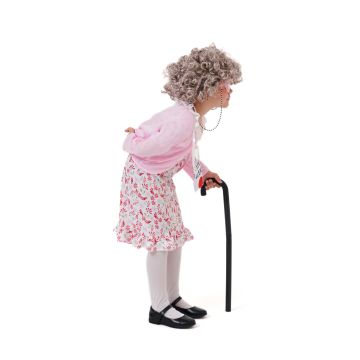 Kids Grandma 100 Days of School Costume - 8-Piece Elderly Lady Dress-Up Set