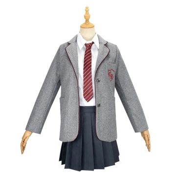 Kids Bookish Schoolgirl Costume - British School Uniform 4-Piece Set