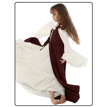 Girls Medieval Princess Costume - Burgundy & Cream Renaissance Gown