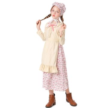 Girls Pioneer Prairie Costume with Dress, Apron and Bonnet