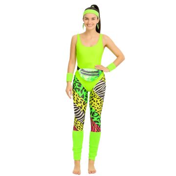 green 80s Workout Costume Women – Neon Fancy Dress Outfit