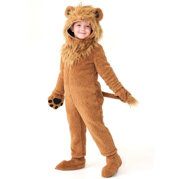 Kids Lion Costume – Plush Jumpsuit with Mane Hood & Tail
