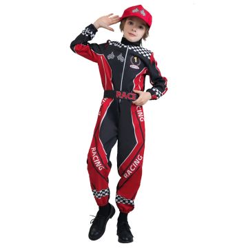 Kids Race Car Driver Costume Racing Jumpsuit with Hat 