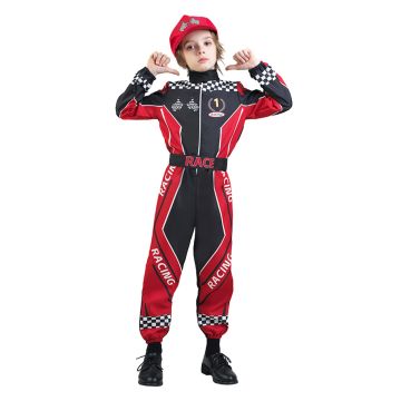 Kids Race Car Driver Costume Jumpsuit with Belt and Cap