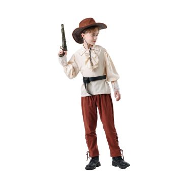 Kids Wild West Cowboy Costume Set with Hat and Toy Gun