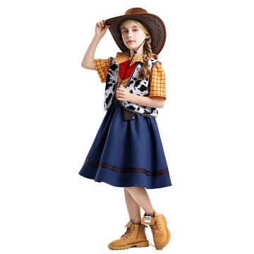 Children's Cowgirl Outfit - Western Prairie Dress with Vest and Hat