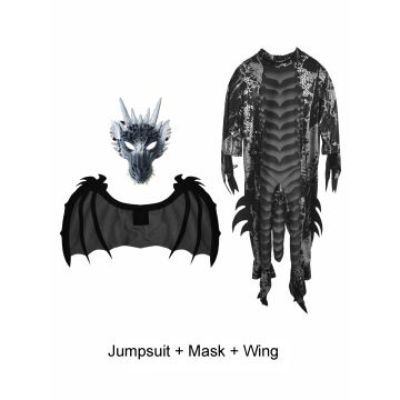 Kids Dragon Costume with Wings and Mask - Fantasy Warrior Jumpsuit